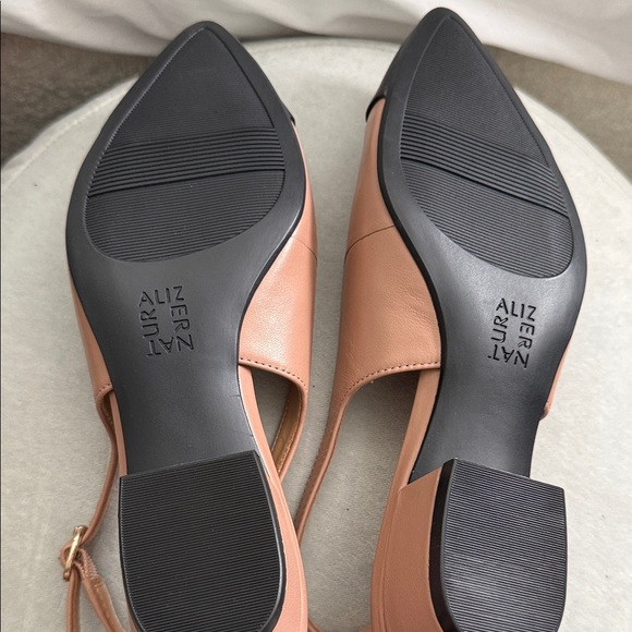 Naturalizer Two-Tone Pointed Slingback Flats in Blush and Black - Picture 4 of 11